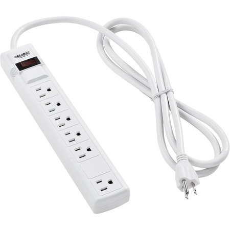 GLOBAL INDUSTRIAL 12 5+1 Outlet Strip & Surge Protector, 900 Joules, 6-ft Cord, White 501618